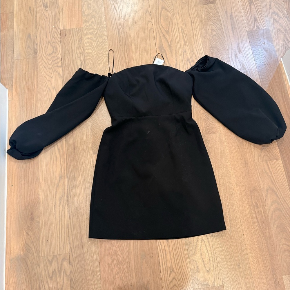 Milly New with Tags Elegant Black Off-Shoulder Long Sleeve Dress